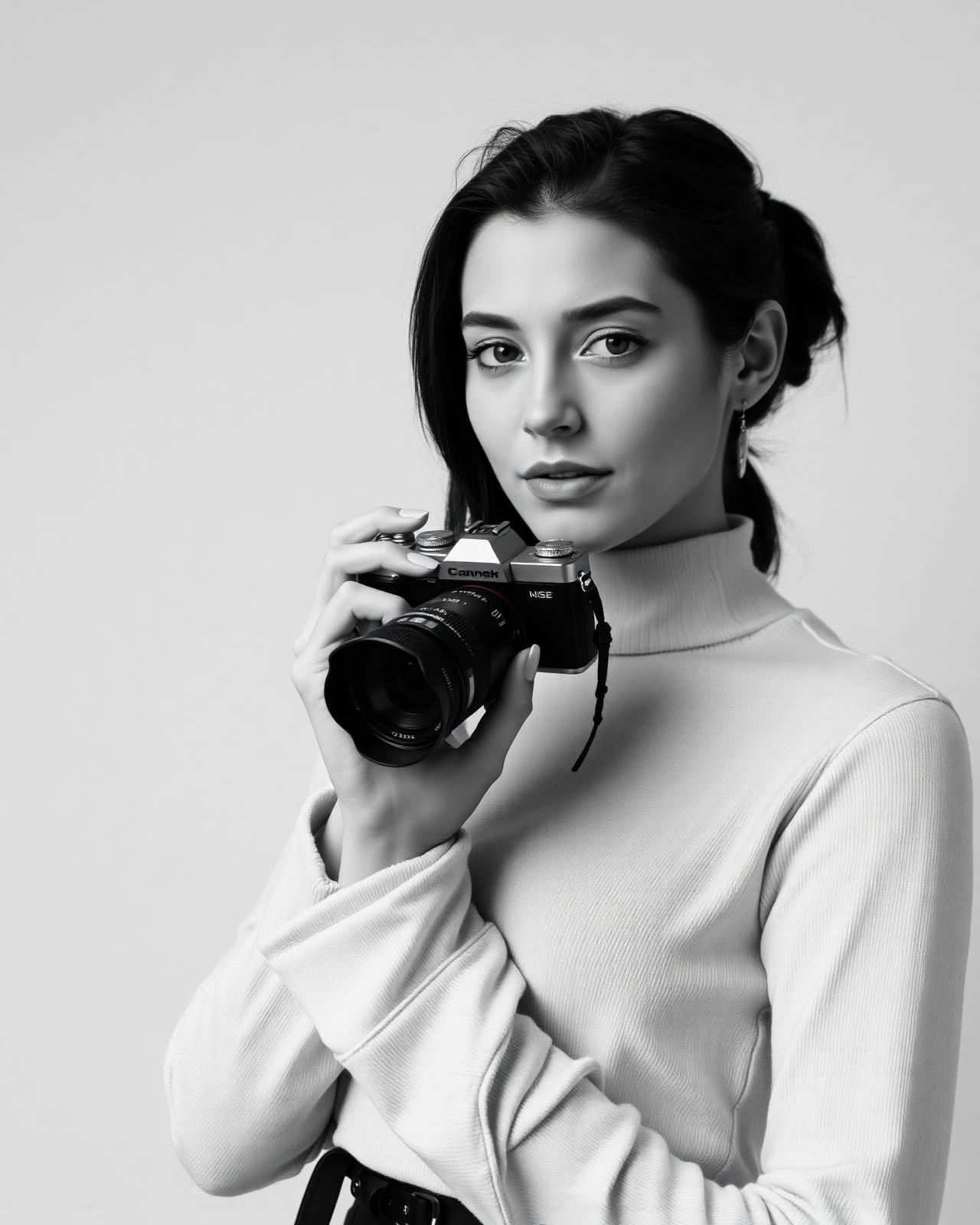 Portrait of the photographer holding a film camera
